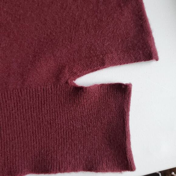 Autumn Cashmere Maroon Cut Out V Neck Sweater XS Cozy Minimalist Modern Scandi - Picture 11 of 15